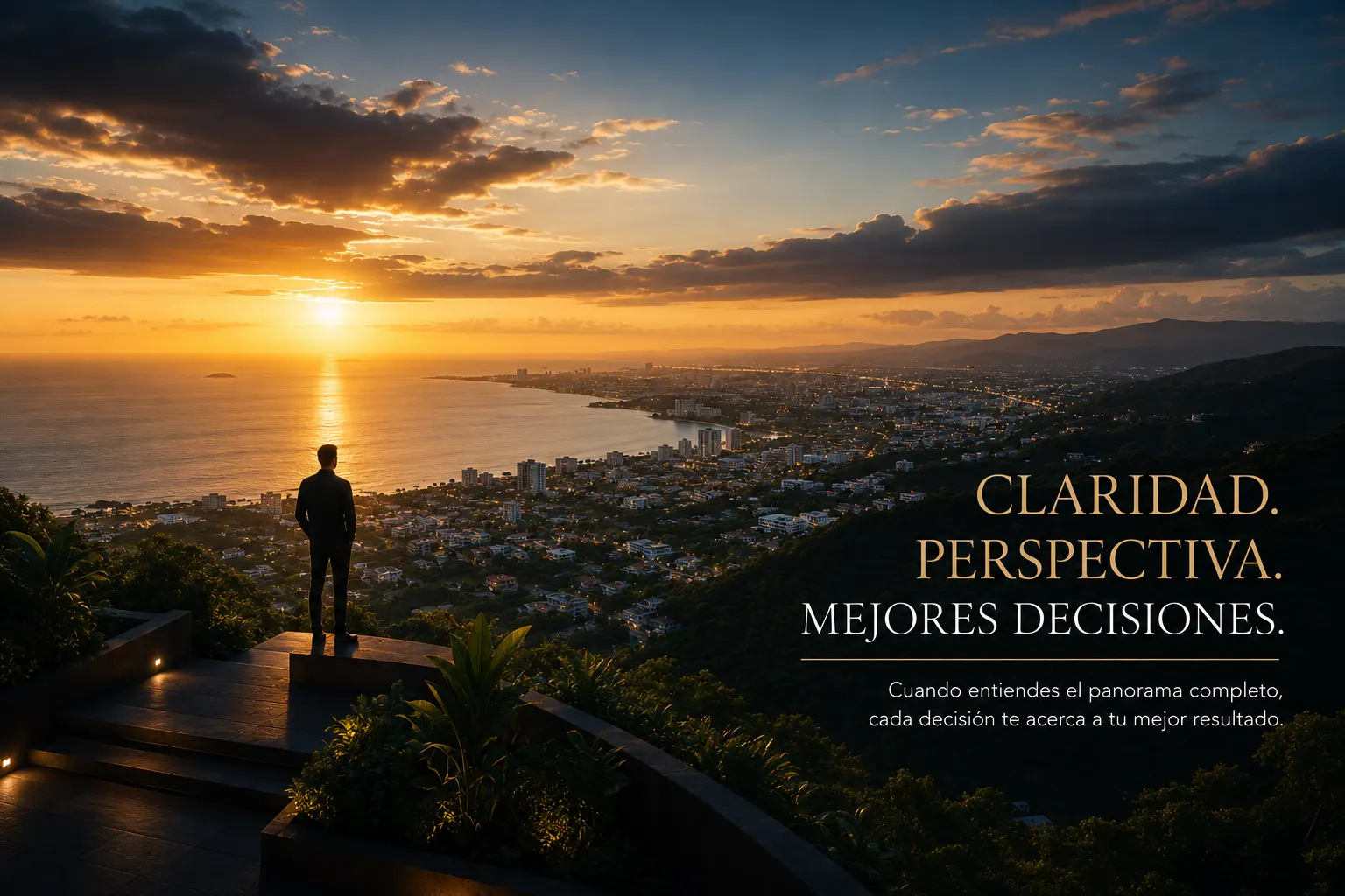 Vista de Puerto Rico al atardecer representando claridad y perspectiva